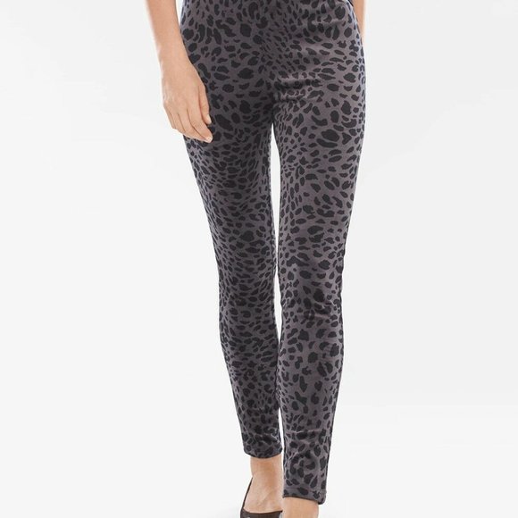 Chico's Velour Animal-Print Legging Pants Gray Black Plus Size 4 20/22 H12256 - Picture 2 of 9